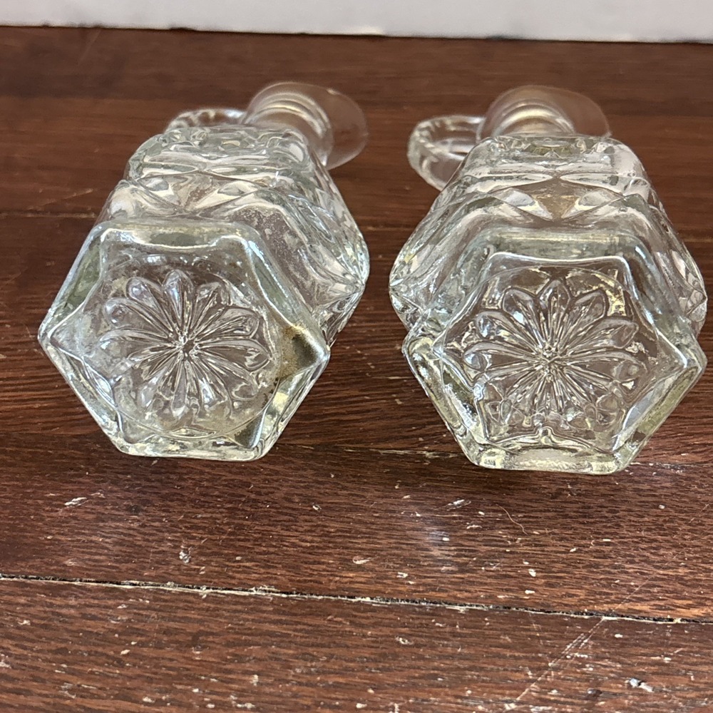 2 Set Anchor Hocking Glass Early American Prescut Star Vinegar Bottle Cruet - Picture 6 of 6